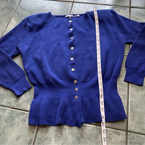 VTG 80s Purple/Blue  Chunky Knit Peplum Sweater Cardigan Top
Good condition - Picture 4 of 6